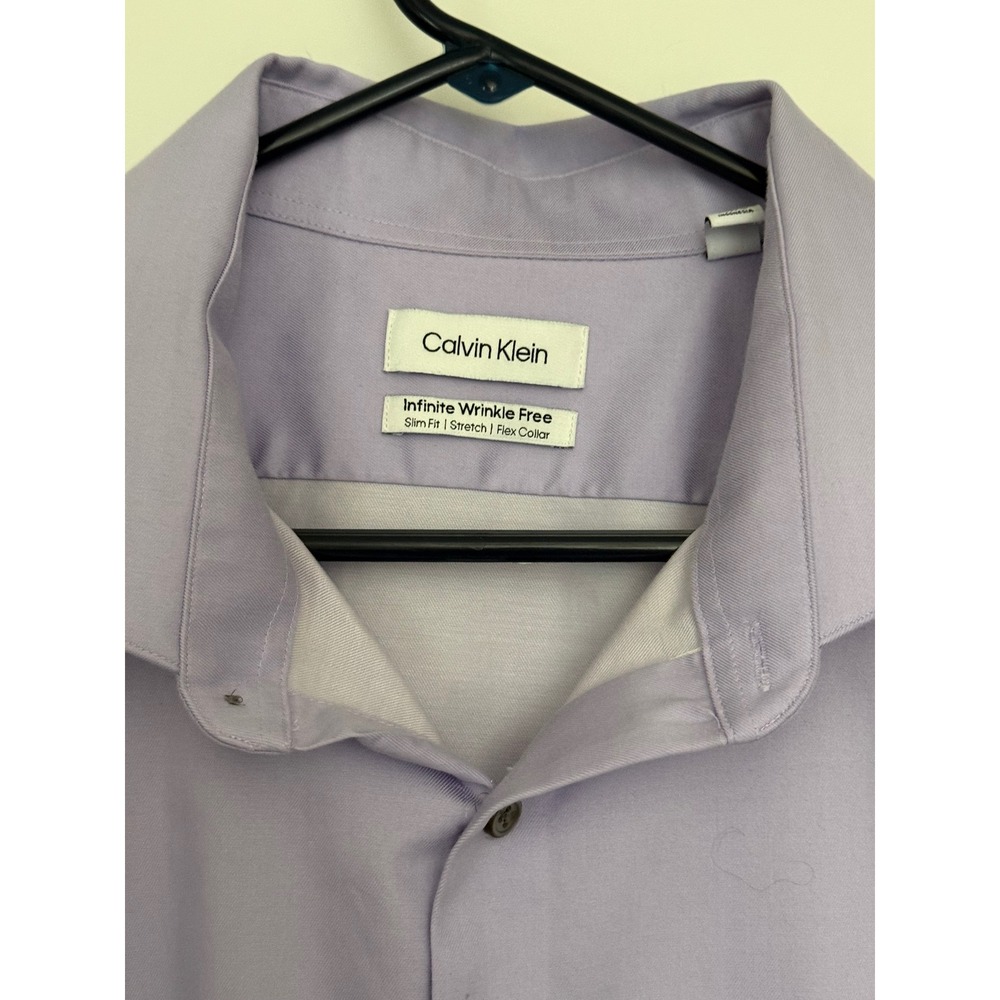Calvin Klein Infinite Wrinkle Free Slim Fit Stretch Flex Dress Shirt Purple 2XL - Picture 3 of 8